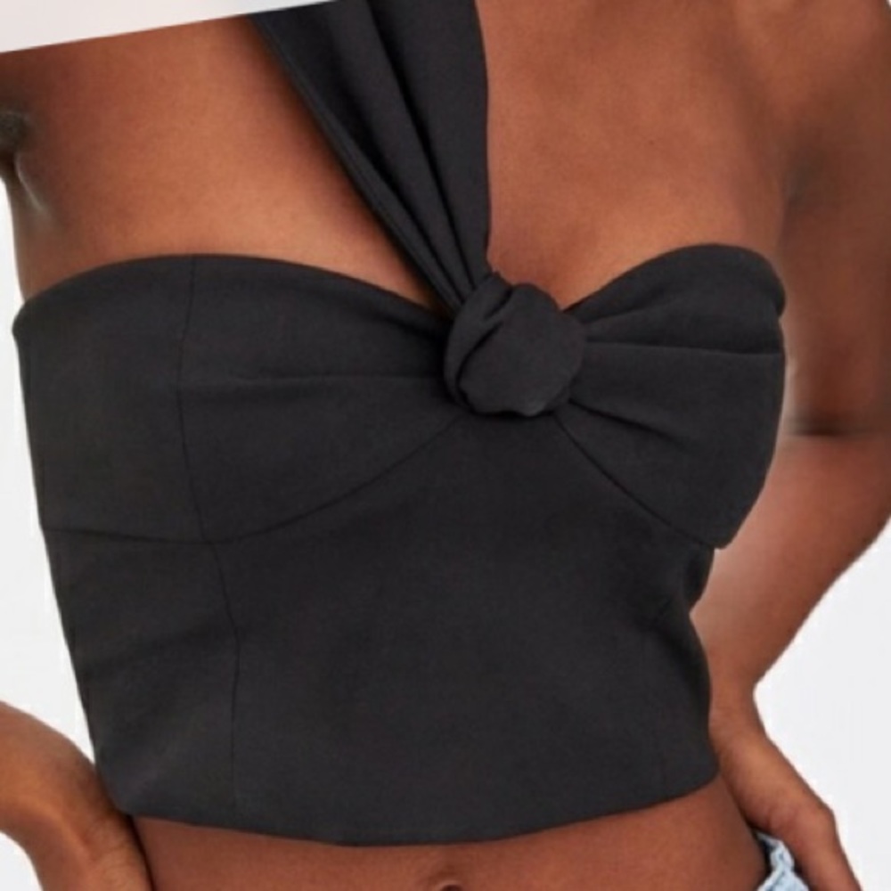 Zara One Shoulder Twist Crop Top US size S